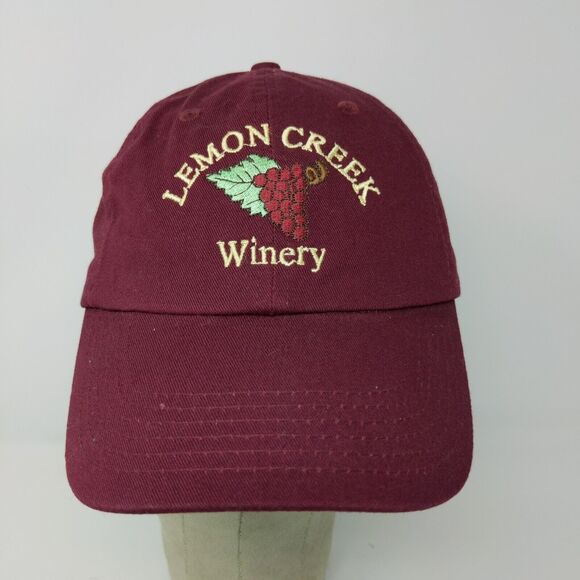 Lemon Creek Winery Slideback Hat Red Adjustable Embroidered Logo Grapes - Picture 3 of 11